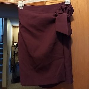 Maroon side tie mini skirt
